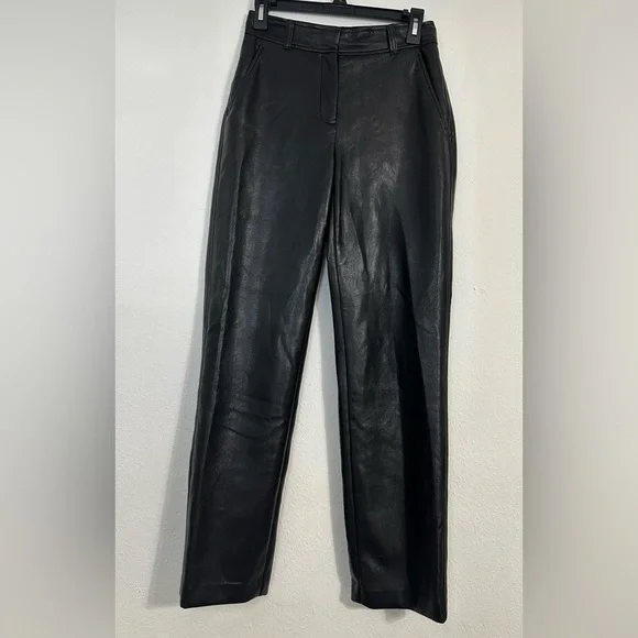 Aritzia Babaton Wide Leg Black Faux Leather Pants in Size 2 - Picture 2 of 16